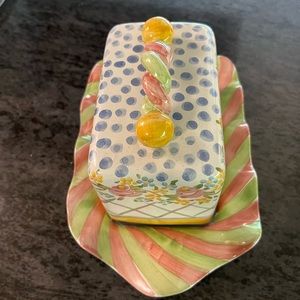 Mackenzie Childs vintage ceramic butter dish